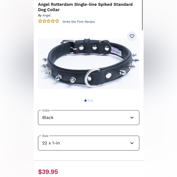 ANGEL SPIKED DOG COLLAR SZ 22” for dog neck size 16.5”-20” - Picture 8 of 8